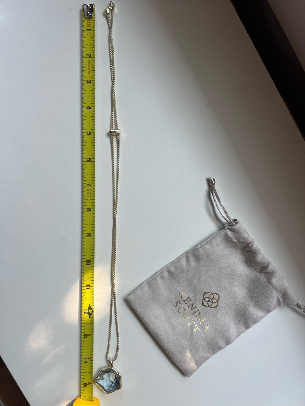 Kendra Scott Gold Necklace with Light Blue Faceted Pendant - Picture 5 of 5